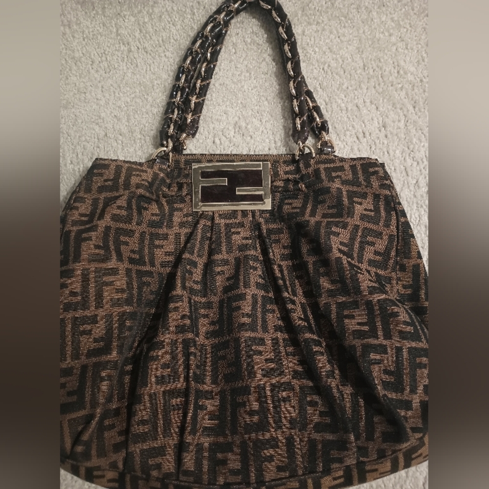 Designer Vintage Fendi Brown and Black Tote Bag